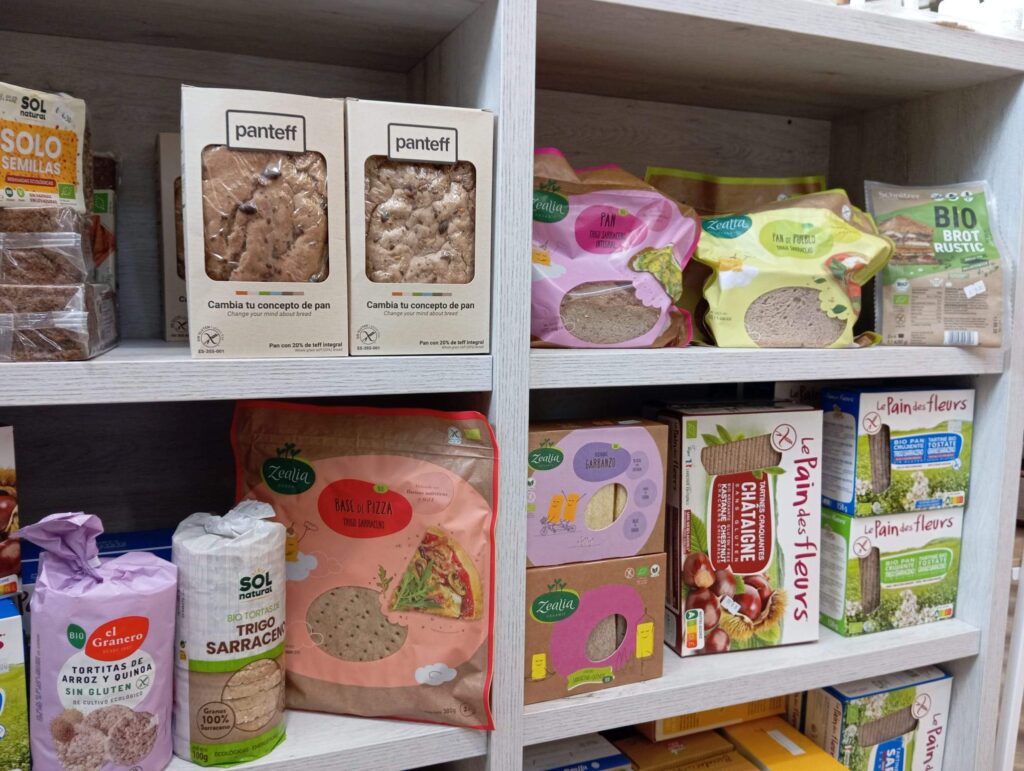 envases de productos para intolerantes al gluten en Brionia Herbolario y ecotiendas